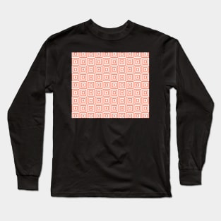 Coral White Geometric Squares Long Sleeve T-Shirt